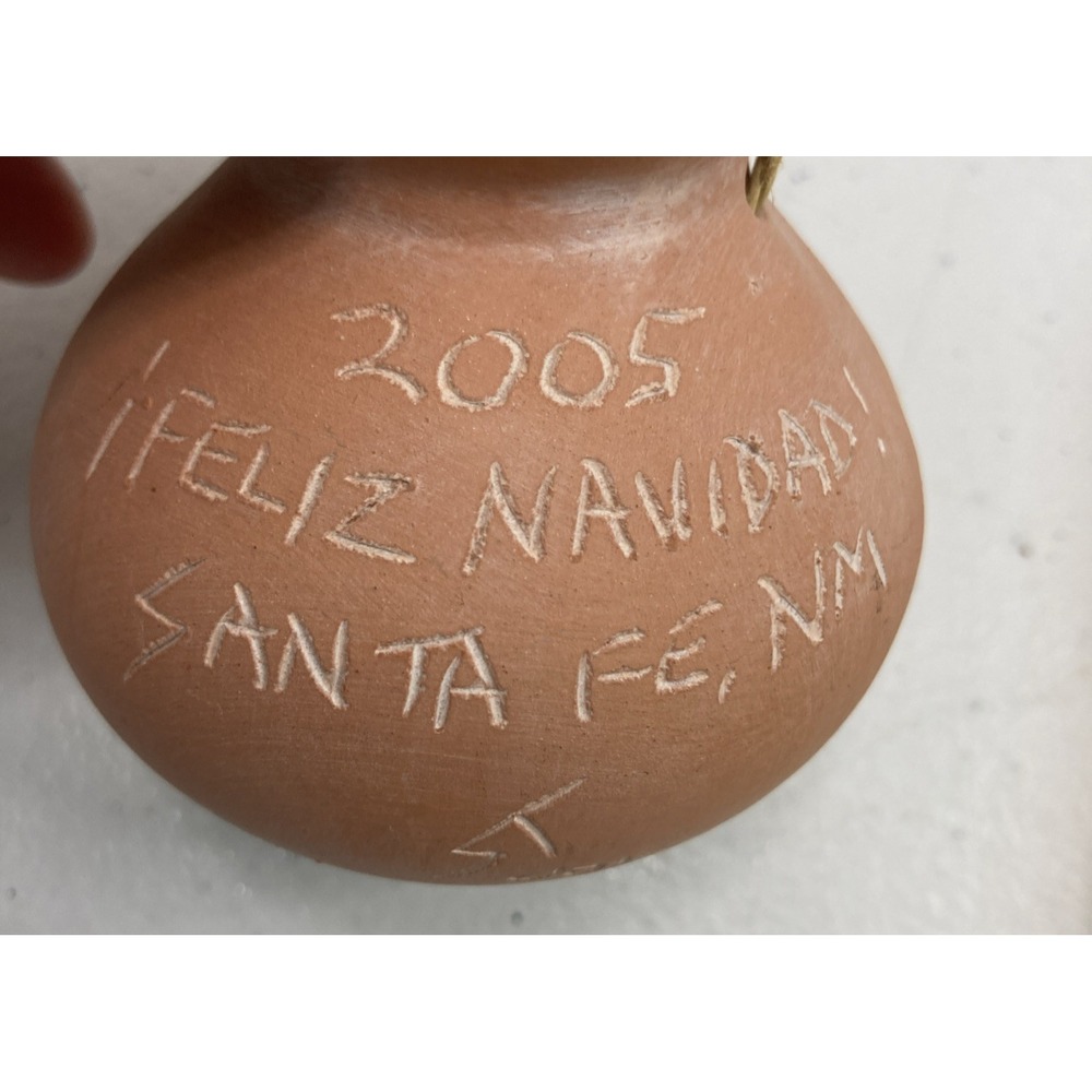 5pc Southwestern Pottery Ornament Set Santa Fe NM Hand Painted Pueblo Bell Decor - Picture 10 of 16